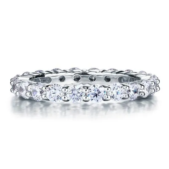 925 Sterling Silver Wedding Band Eternity Stacking Ring Jewelry Round Cut Simulated Diamond