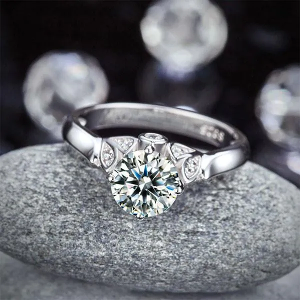 925 Sterling Silver Wedding Promise Anniversary Ring 1.25 Ct Simulated Diamond Jewelry