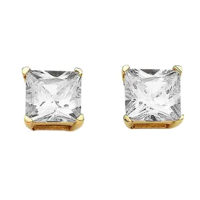 9CT 4MM PRINCESS-CUT CZ EARRINGS