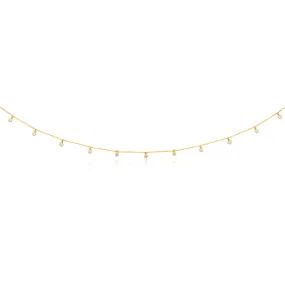 9ct Yellow Gold Chain with 11 Cubic Zirconias with Adjustable 38-40cm Length