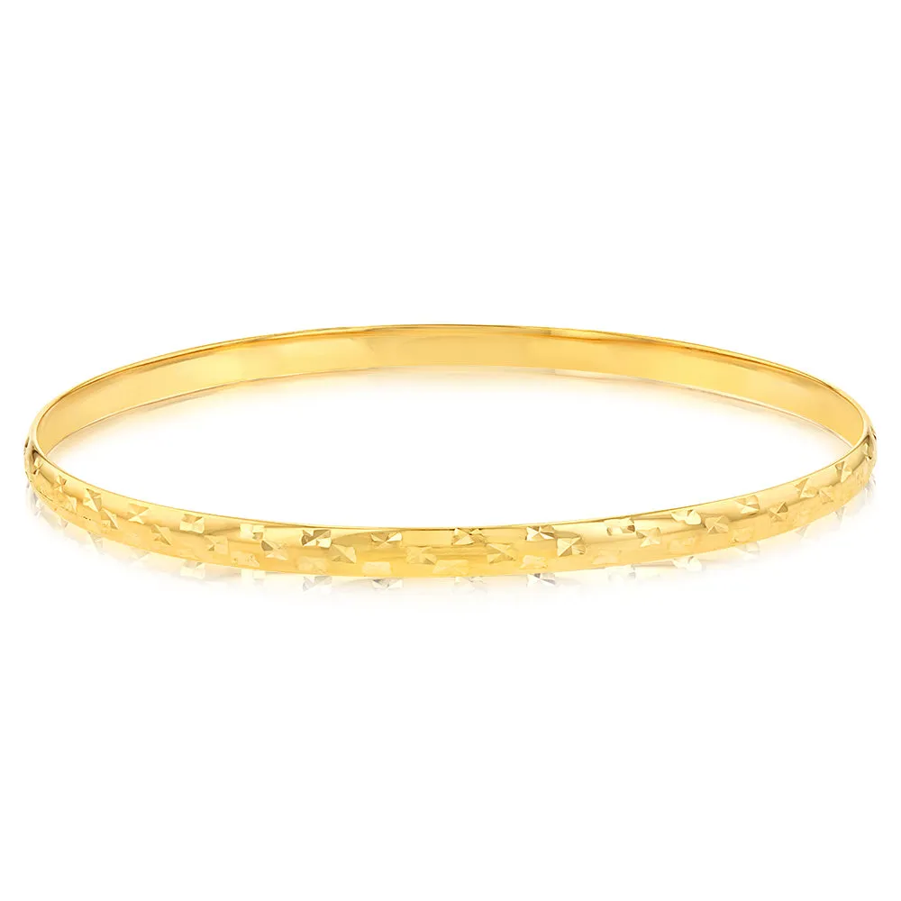 9ct Yellow Gold Diamond Cut 3.8mm Bangle