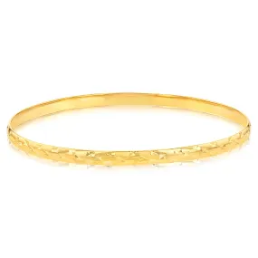 9ct Yellow Gold Diamond Cut 3.8mm Bangle