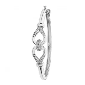 Acotis Silver Bangle Oval Bow Knot Zirconia Hinged G4417