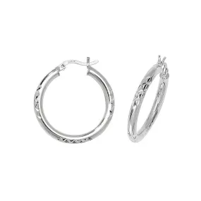Acotis Silver Hoop Earrings Dia Cut G5704