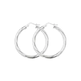 Acotis Silver Hoop Earrings Twisted G5102