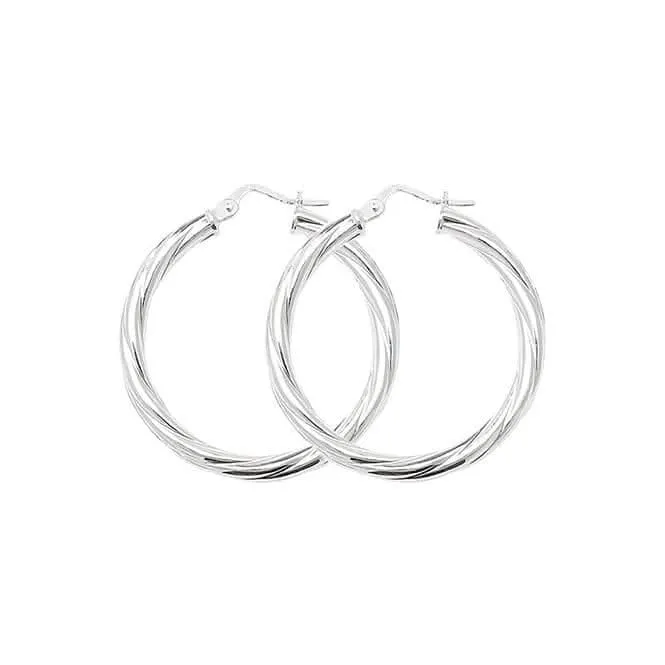 Acotis Silver Hoop Earrings Twisted G5102