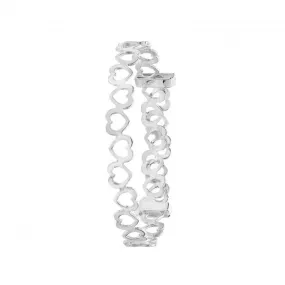 Acotis Silver Round Hearts Design Babies Expandable Bangle G4407