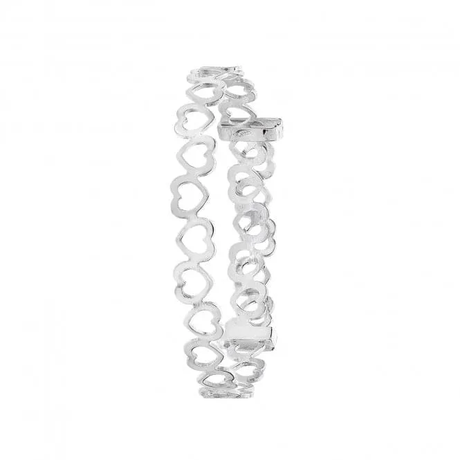 Acotis Silver Round Hearts Design Babies Expandable Bangle G4407