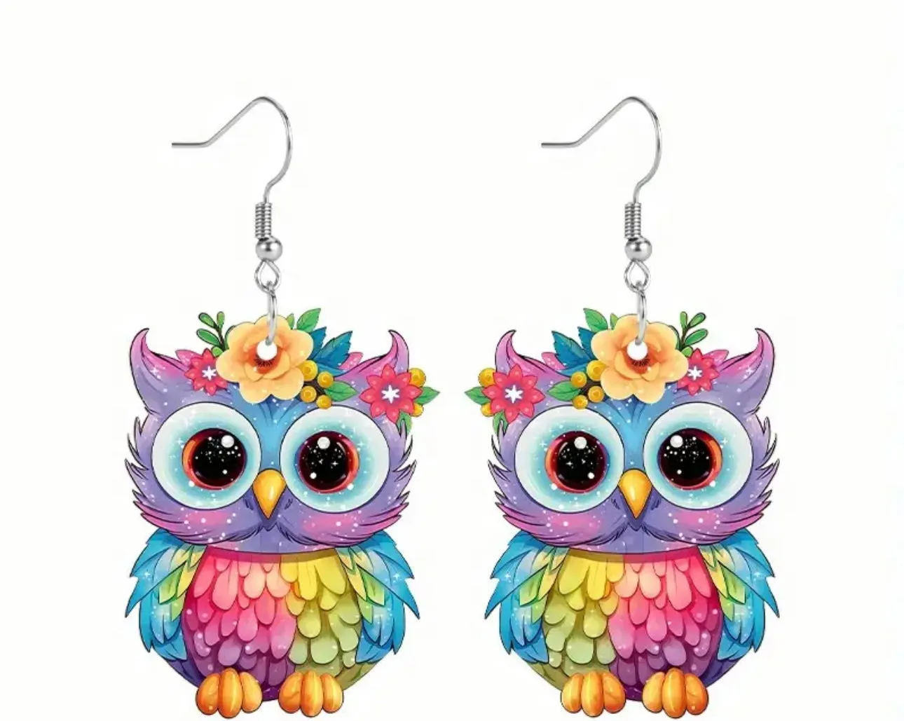 Acrylic owl earrings