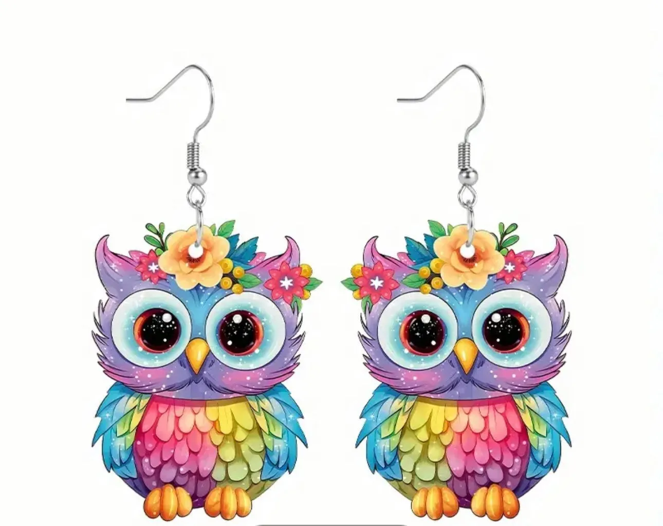 Acrylic owl earrings