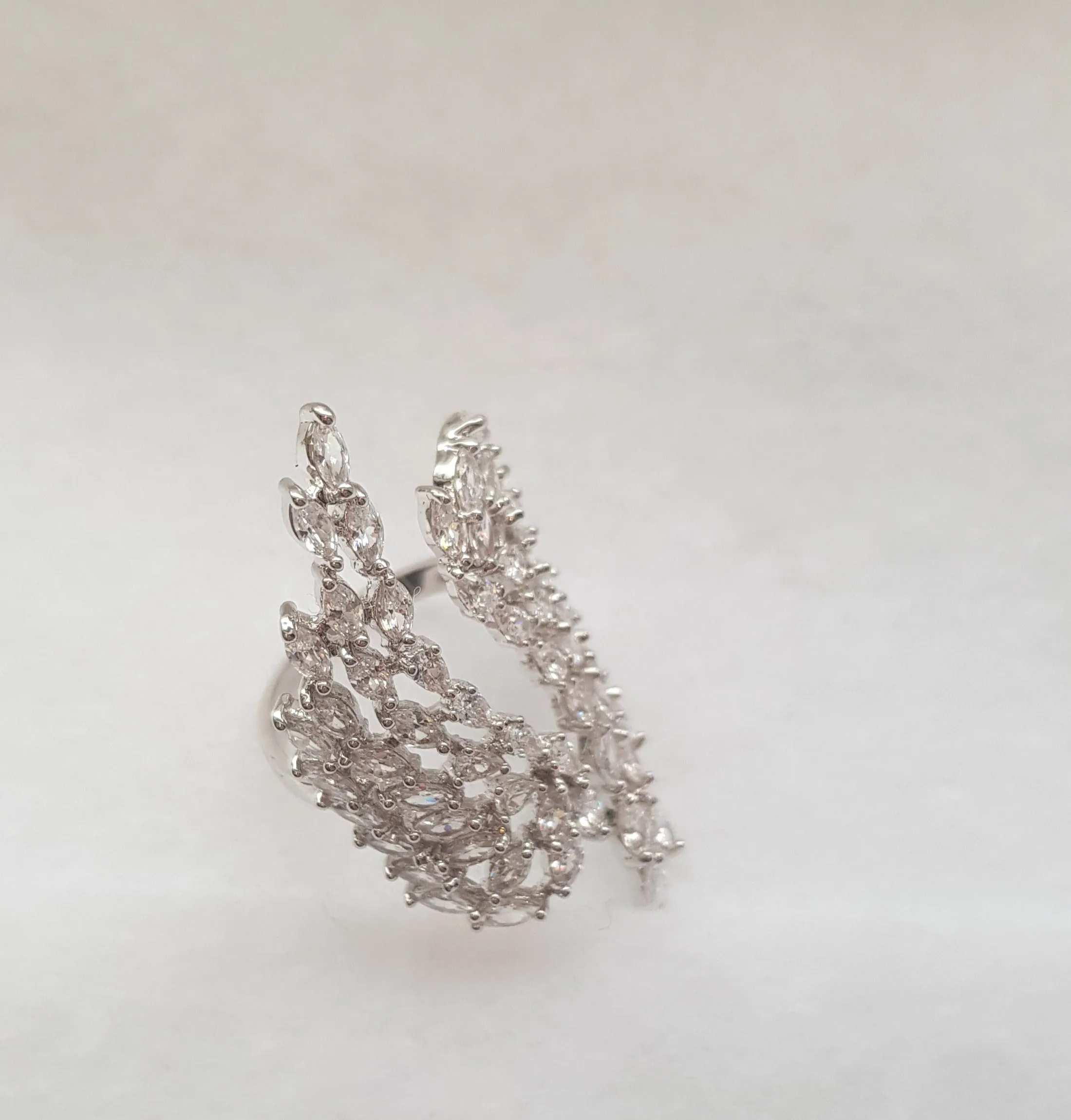 Adjustable Zirconia Angel Wings Ring