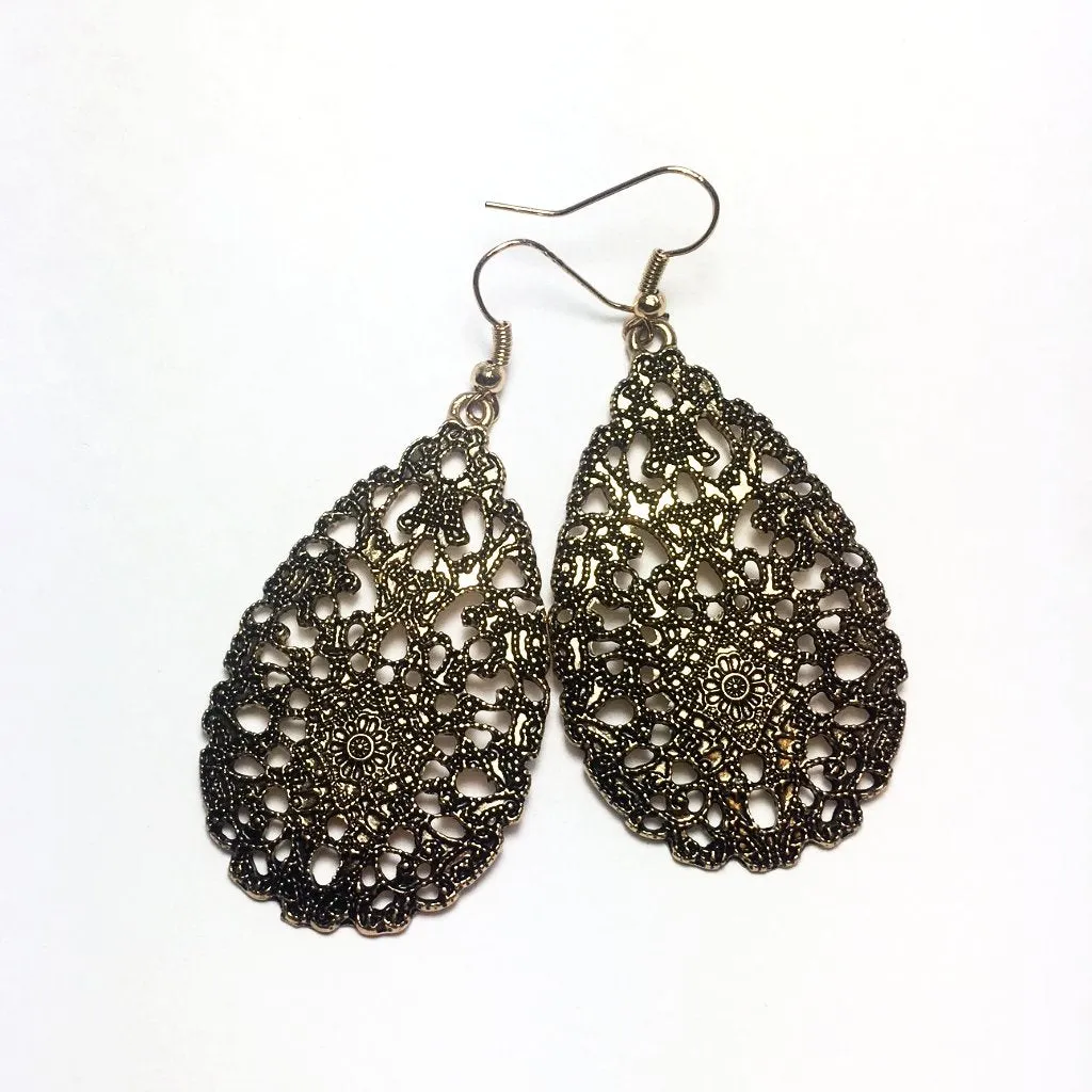 Ancient Artifacts Drop Earrings in Rustic Gold