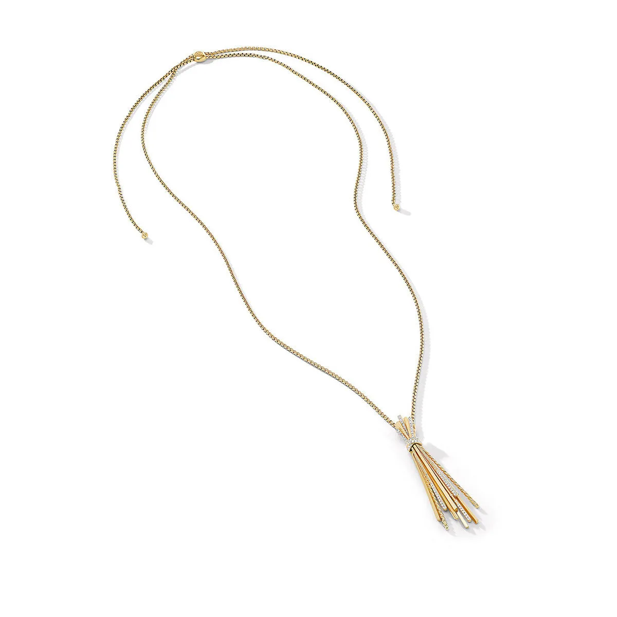 Angelika Y Slider Necklace in 18K Yellow Gold with Pave Diamonds