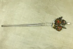 Antique Silver Chinese Hairpin With Coral