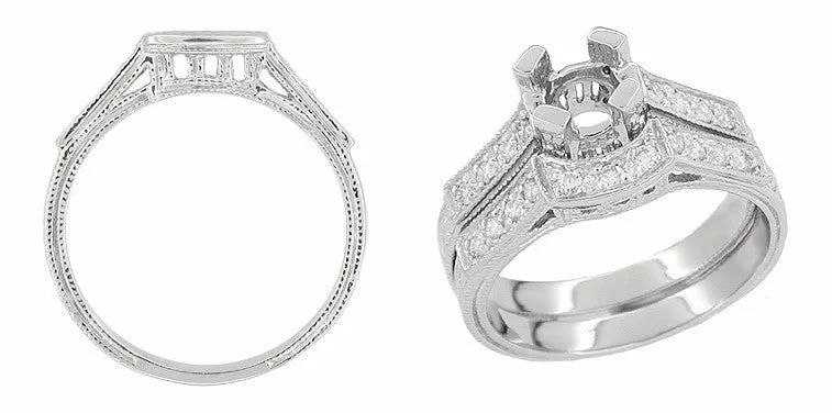 Art Deco Diamond Filigree Palladium Wedding Ring