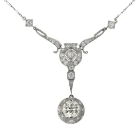 Art Deco Platinum Diamond Pendant Necklace