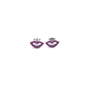 Ashley Gold Sterling Silver CZ Lip Stud Earrings