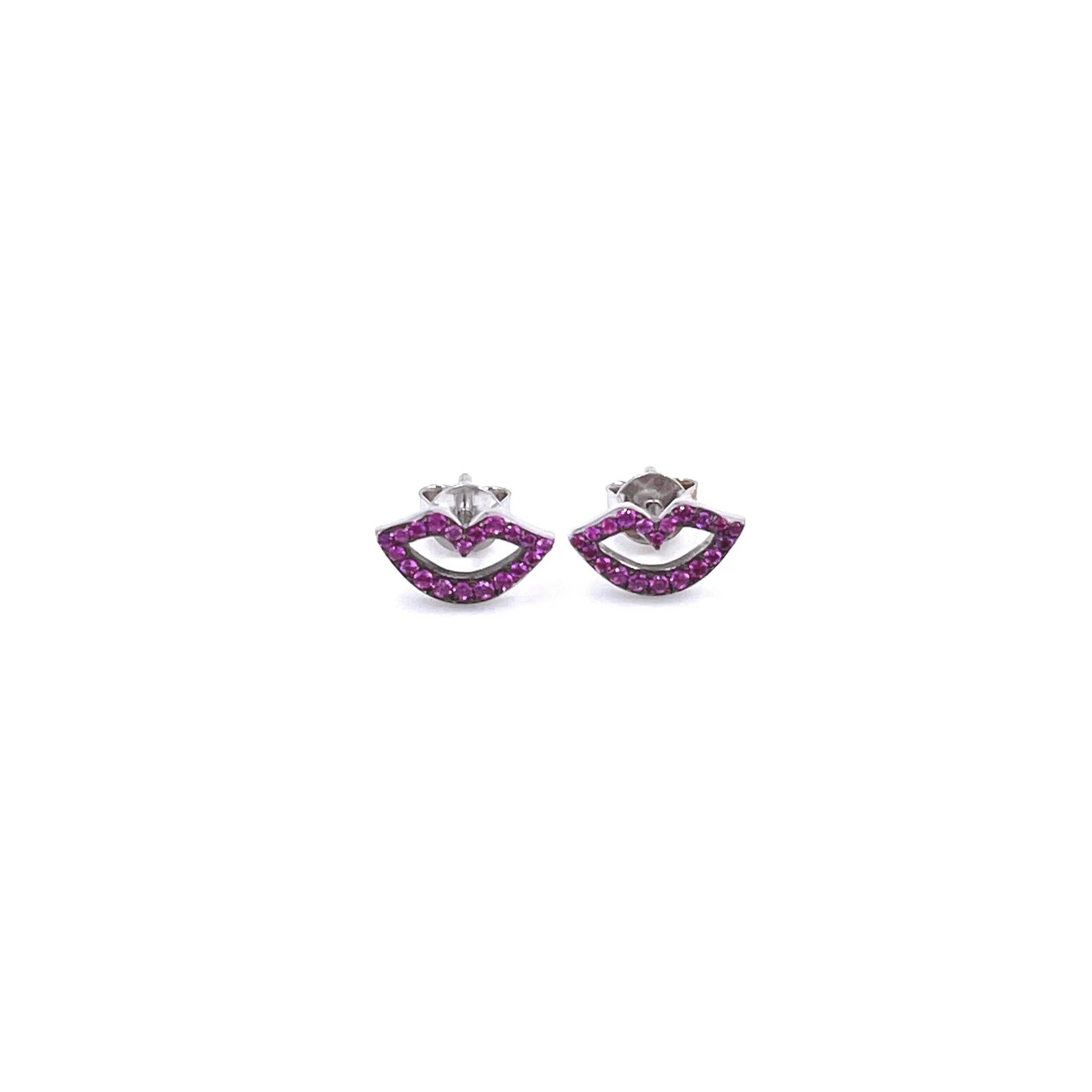 Ashley Gold Sterling Silver CZ Lip Stud Earrings