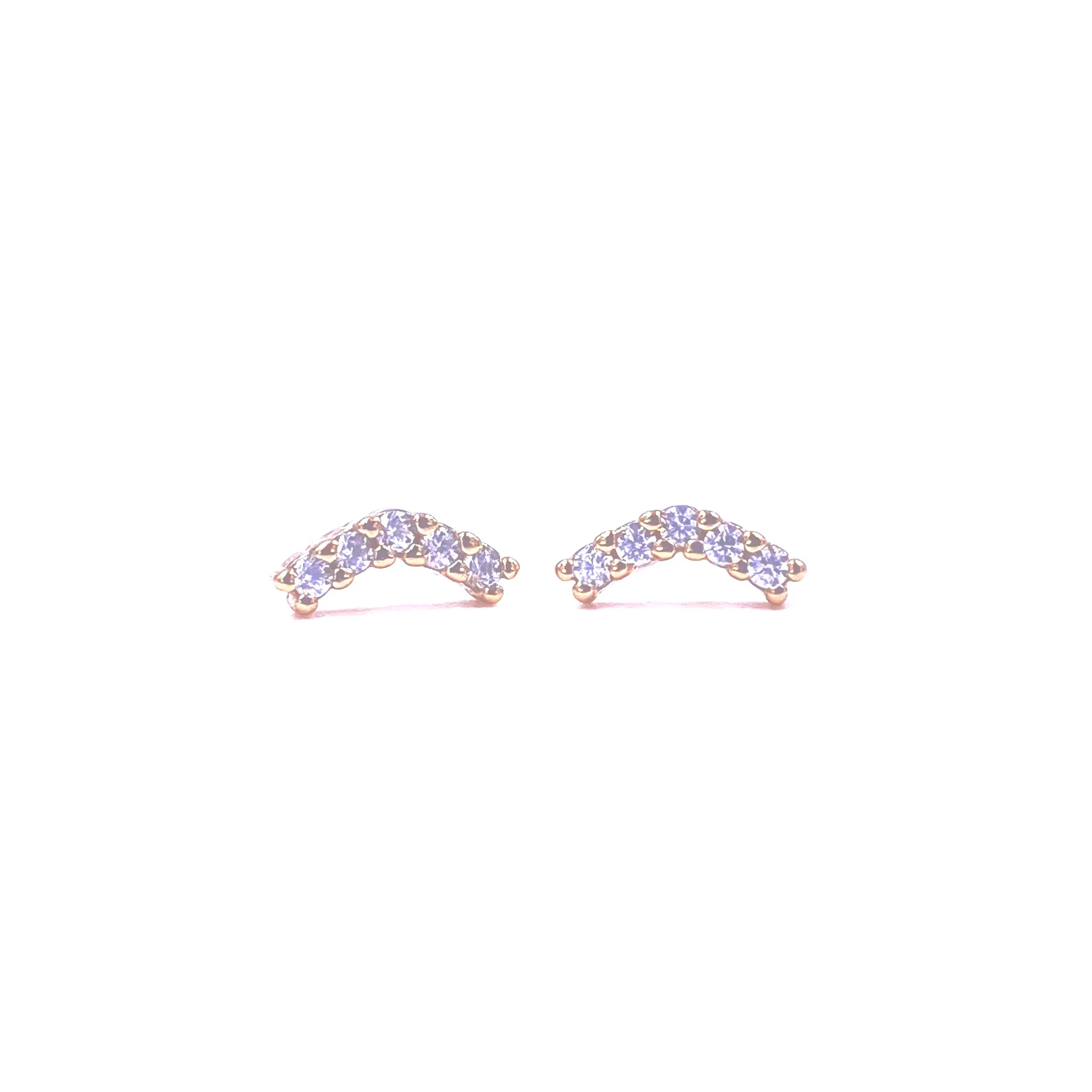 Ashley Gold Sterling Silver Gold Plated CZ Angle Design Stud Earrings