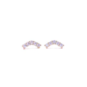 Ashley Gold Sterling Silver Gold Plated CZ Angle Design Stud Earrings