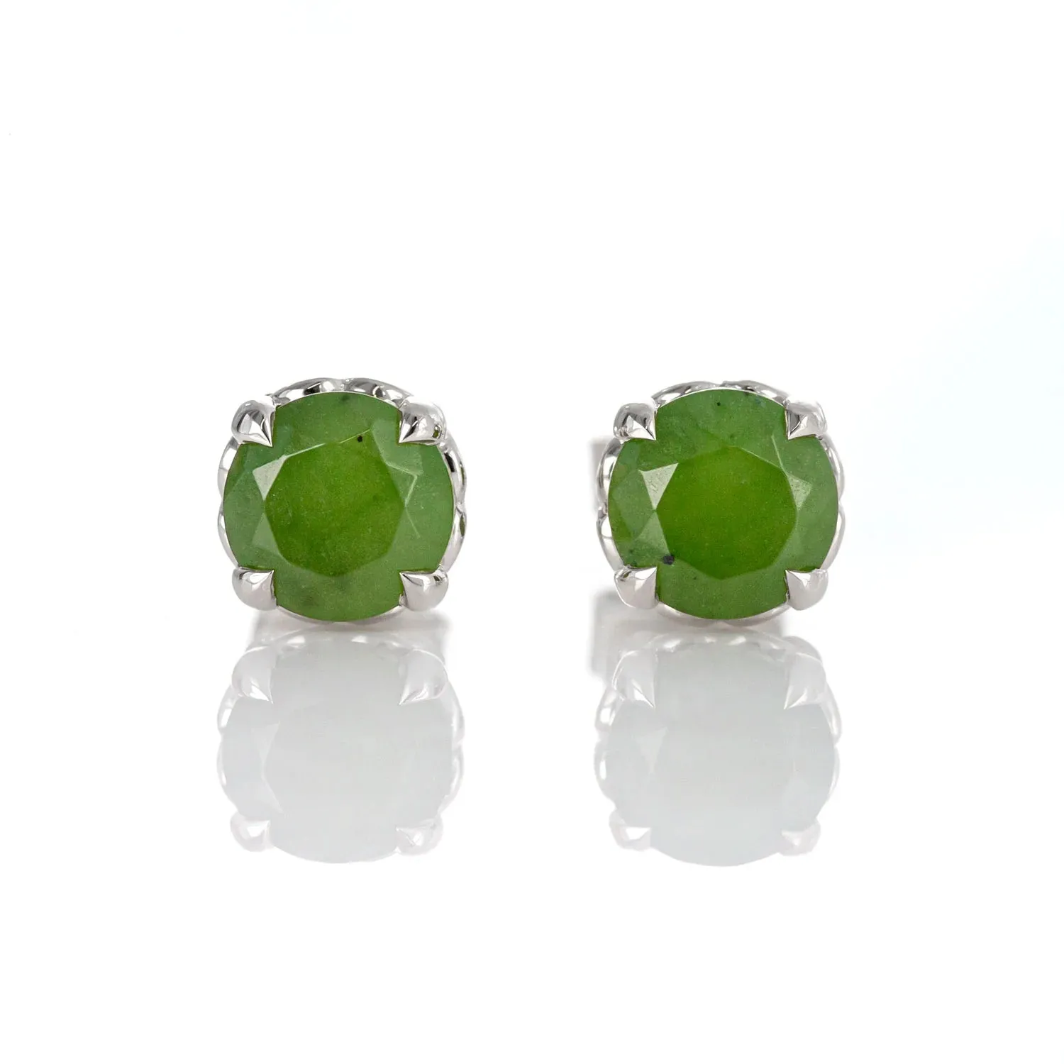 Baby Dewdrop stud earrings with Pounamu in Sterling Silver