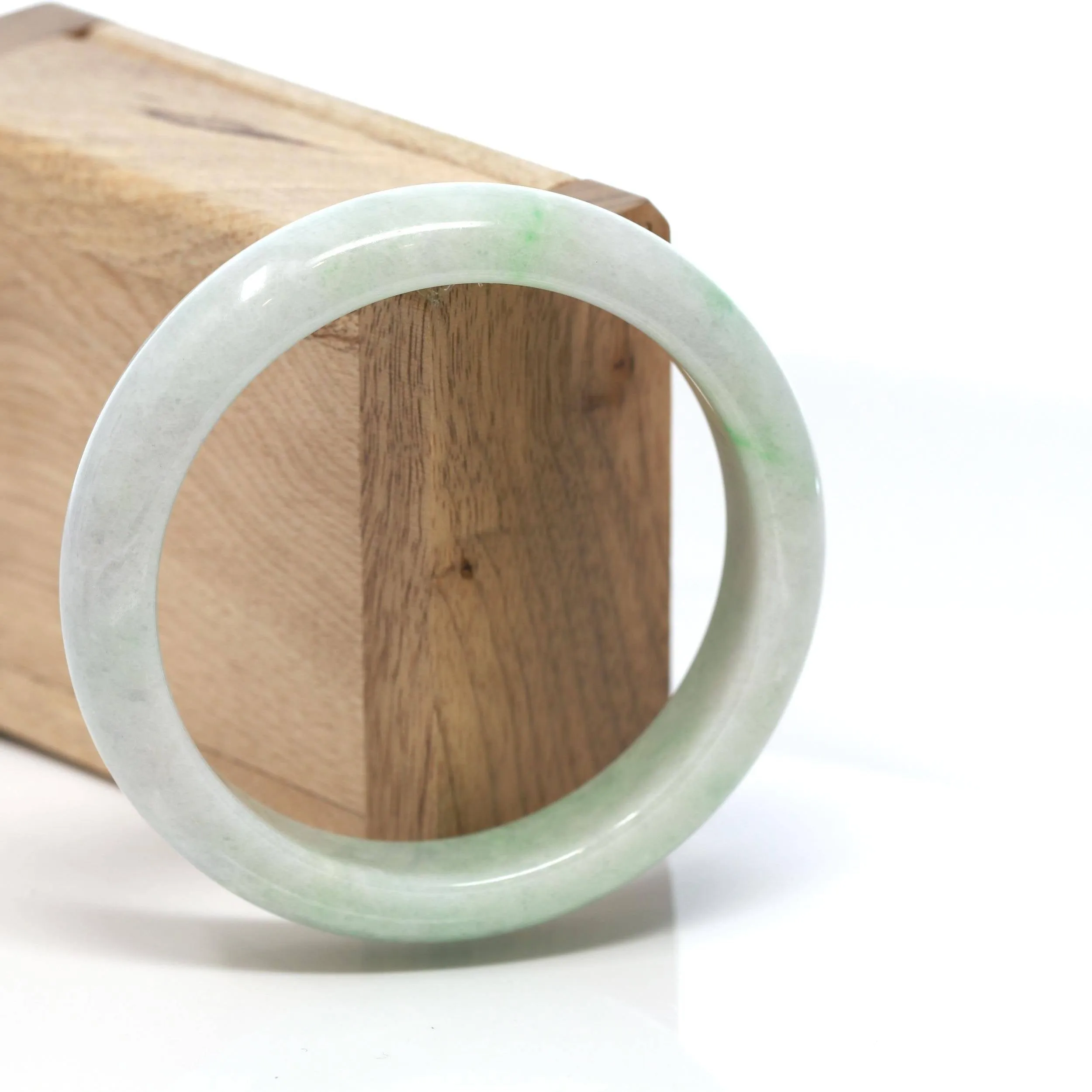 Baikalla™ "Classic Bangle" Genuine Burmese Green Jadeite Jade Bangle Bracelet (58.6 mm) #179