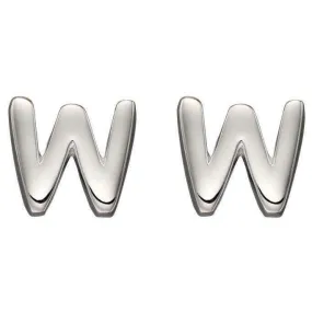 Beginnings W Initial Stud Earrings - Silver