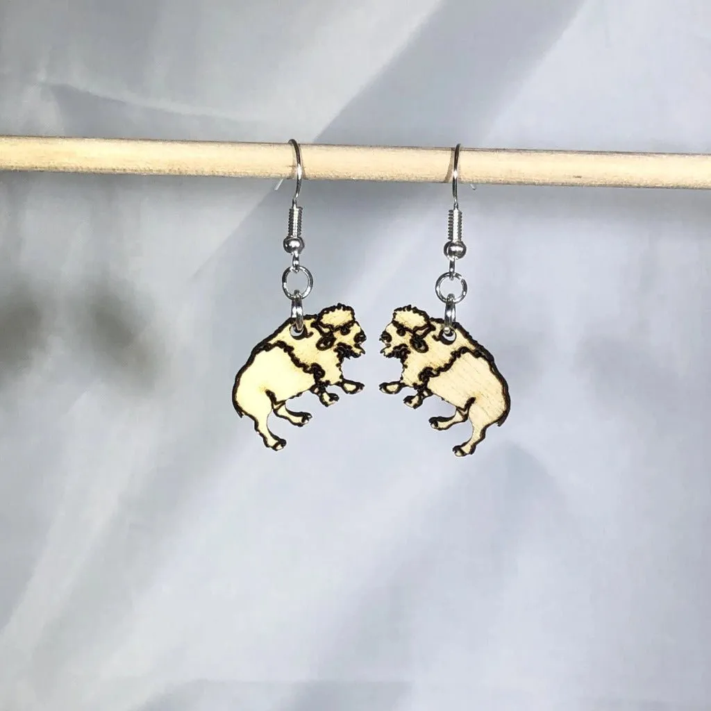 Bison Wooden Dangle Earrings by Cate's Concepts, LLC
