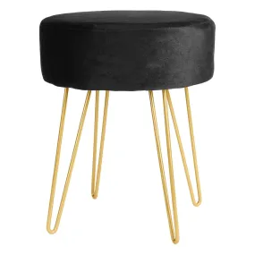 Black Round Velvet Footstool - By Harbour Housewares
