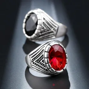 Black Stone Men's Silver Ring
