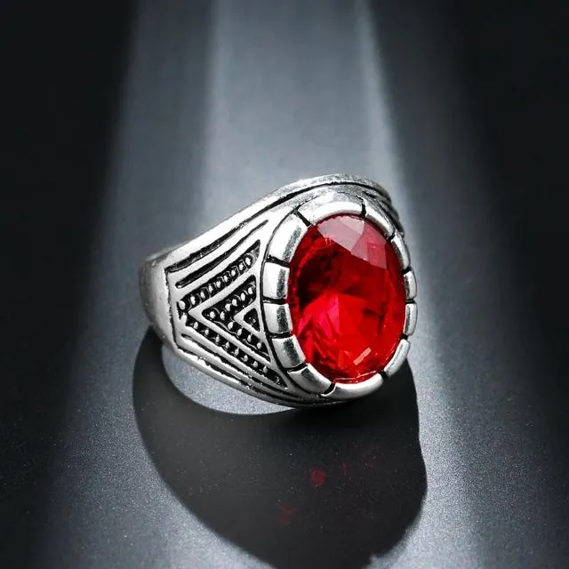 Black Stone Men's Silver Ring