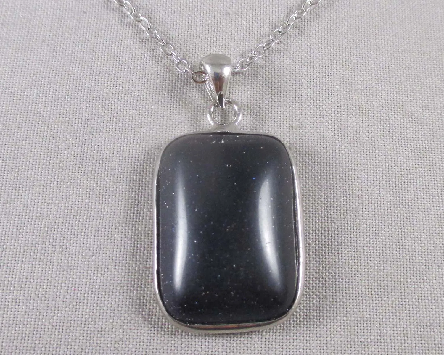 Blue Goldstone Stone Pendant Necklace 1pc (1246)