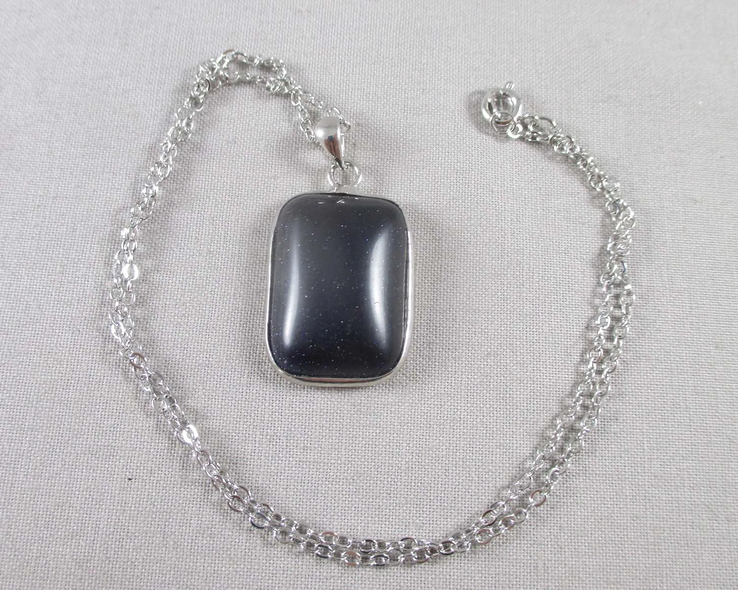 Blue Goldstone Stone Pendant Necklace 1pc (1246)