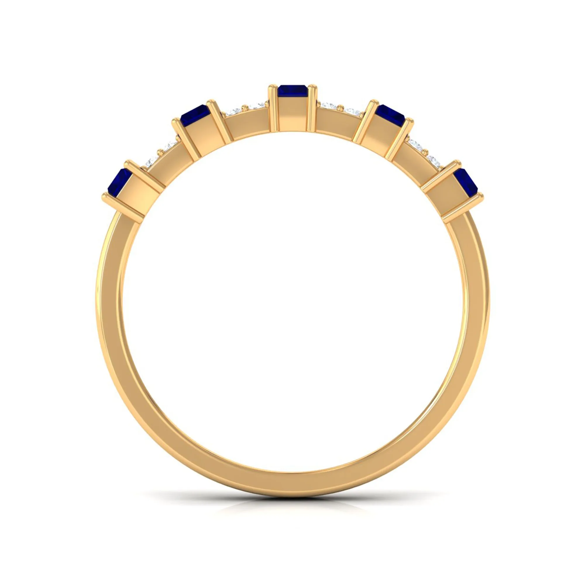 Blue Sapphire and Diamond Wide Half Eternity Ring