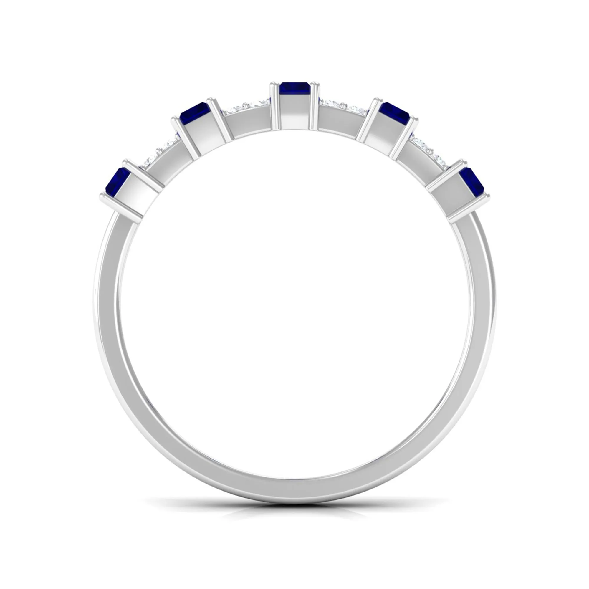 Blue Sapphire and Diamond Wide Half Eternity Ring