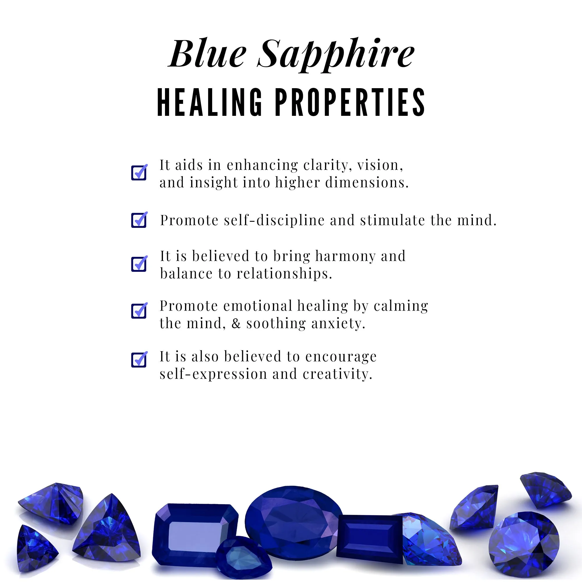 Blue Sapphire and Diamond Wide Half Eternity Ring