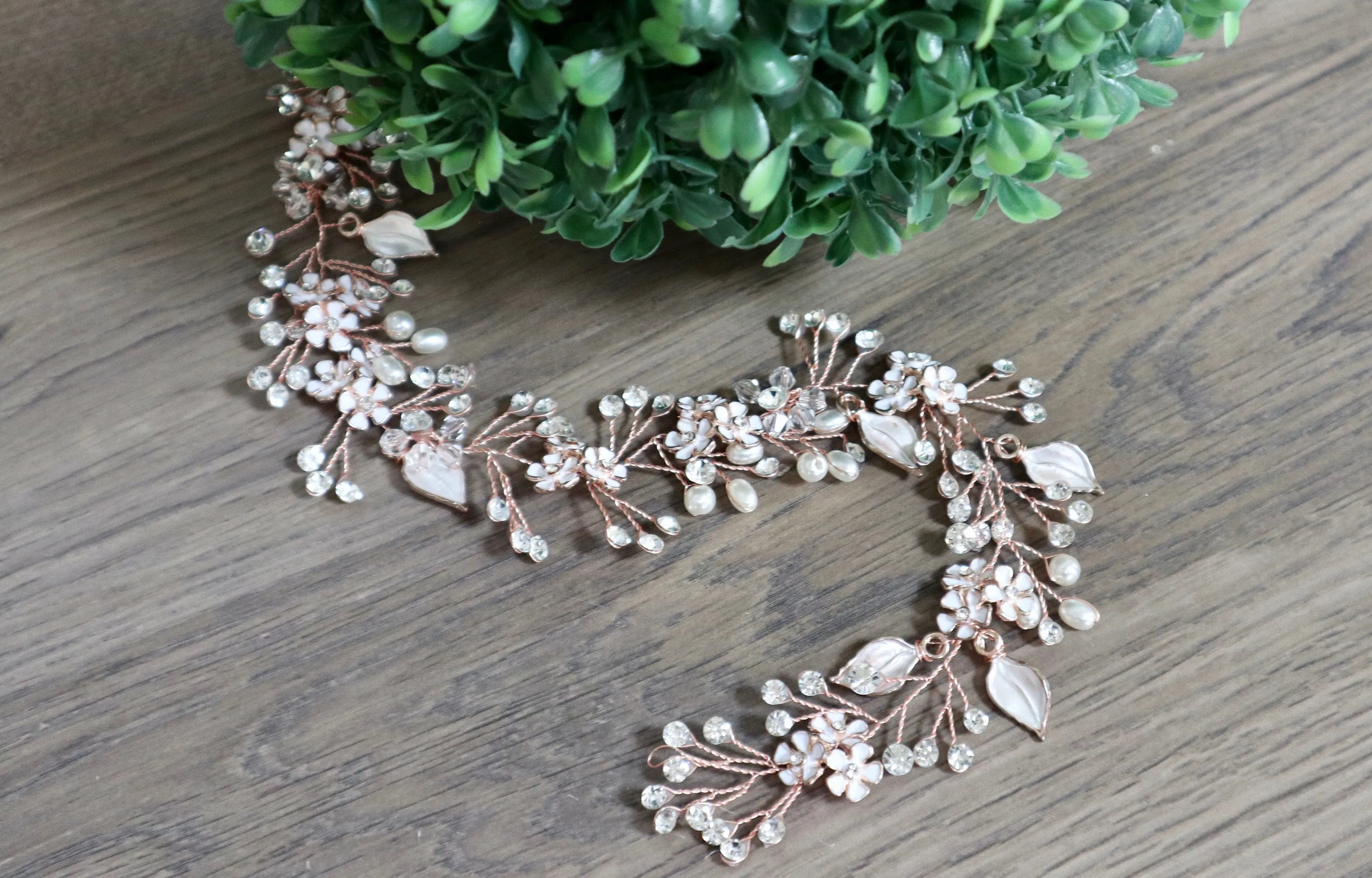 Bridal hair piece Bridal hair vine Rose Gold Bridal headpiece Bridal hair comb Wedding hair comb Wedding hair piece Rose Gold hair vine