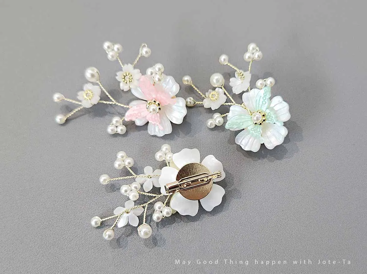 Butterfly on Flower Brooch (3 Colors)