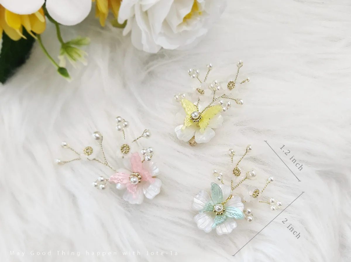 Butterfly on Flower Brooch (3 Colors)