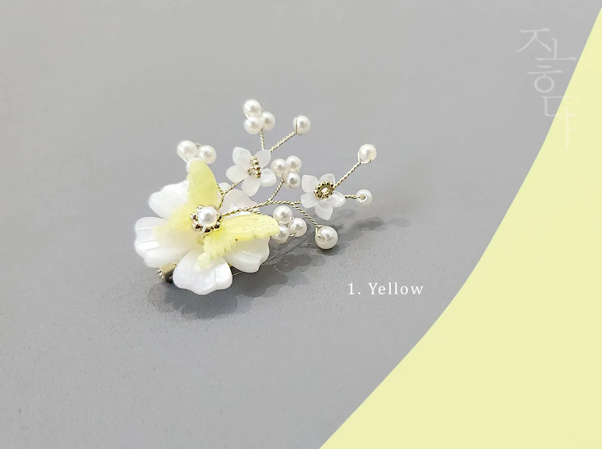 Butterfly on Flower Brooch (3 Colors)