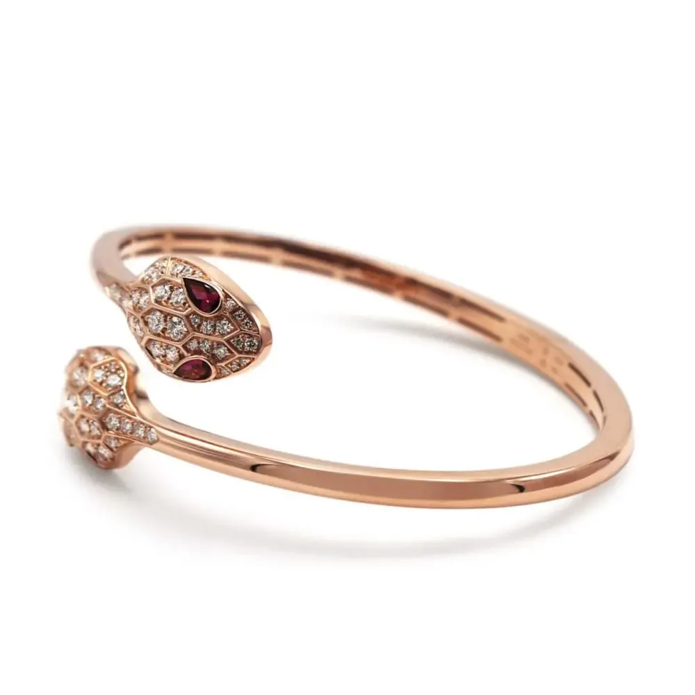 Bvlgari Serpenti Bangle, Rubellite Eyes & Pavé Set Diamonds