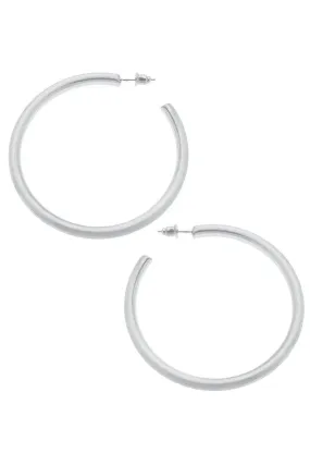 Canvas Ivy Hoop Earrings in Silver