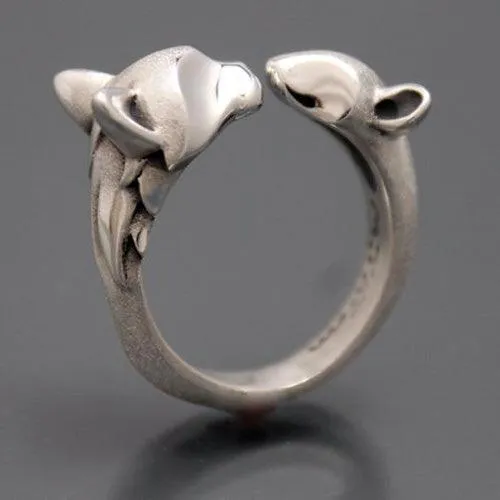 Cat and Mouse Ring in Sterling Silver