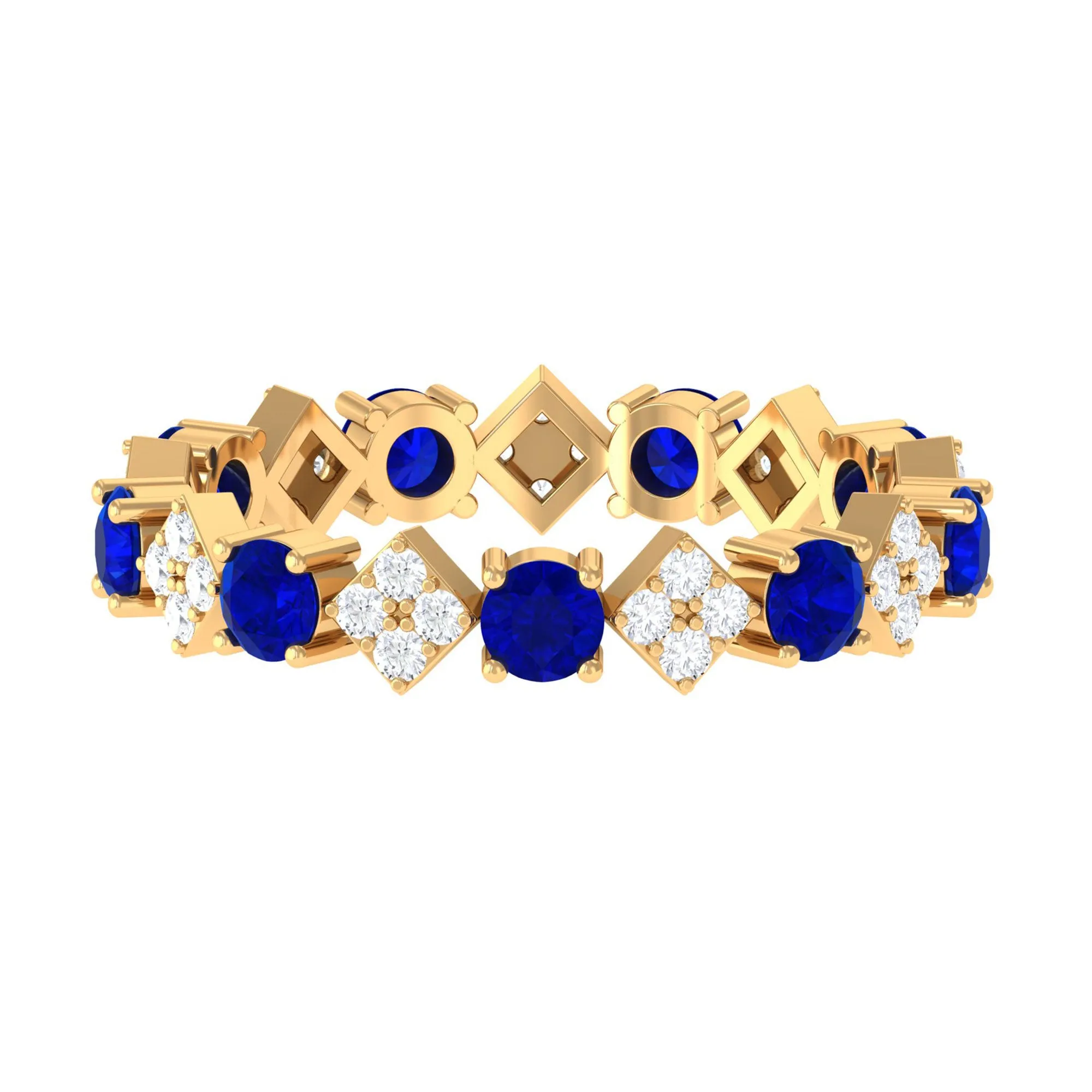 Certified Lab-Created Blue Sapphire and Diamond Eternity Band Ring