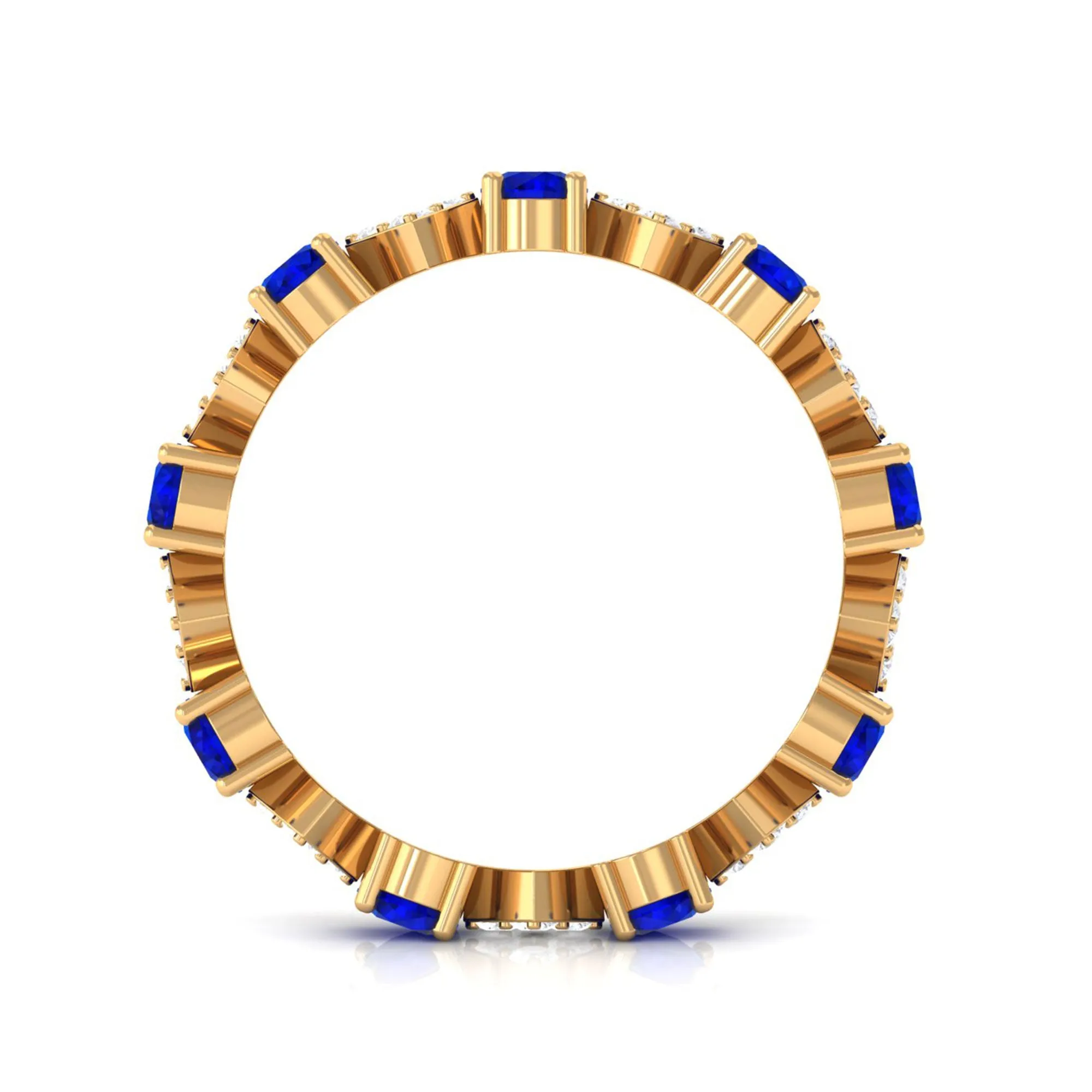 Certified Lab-Created Blue Sapphire and Diamond Eternity Band Ring