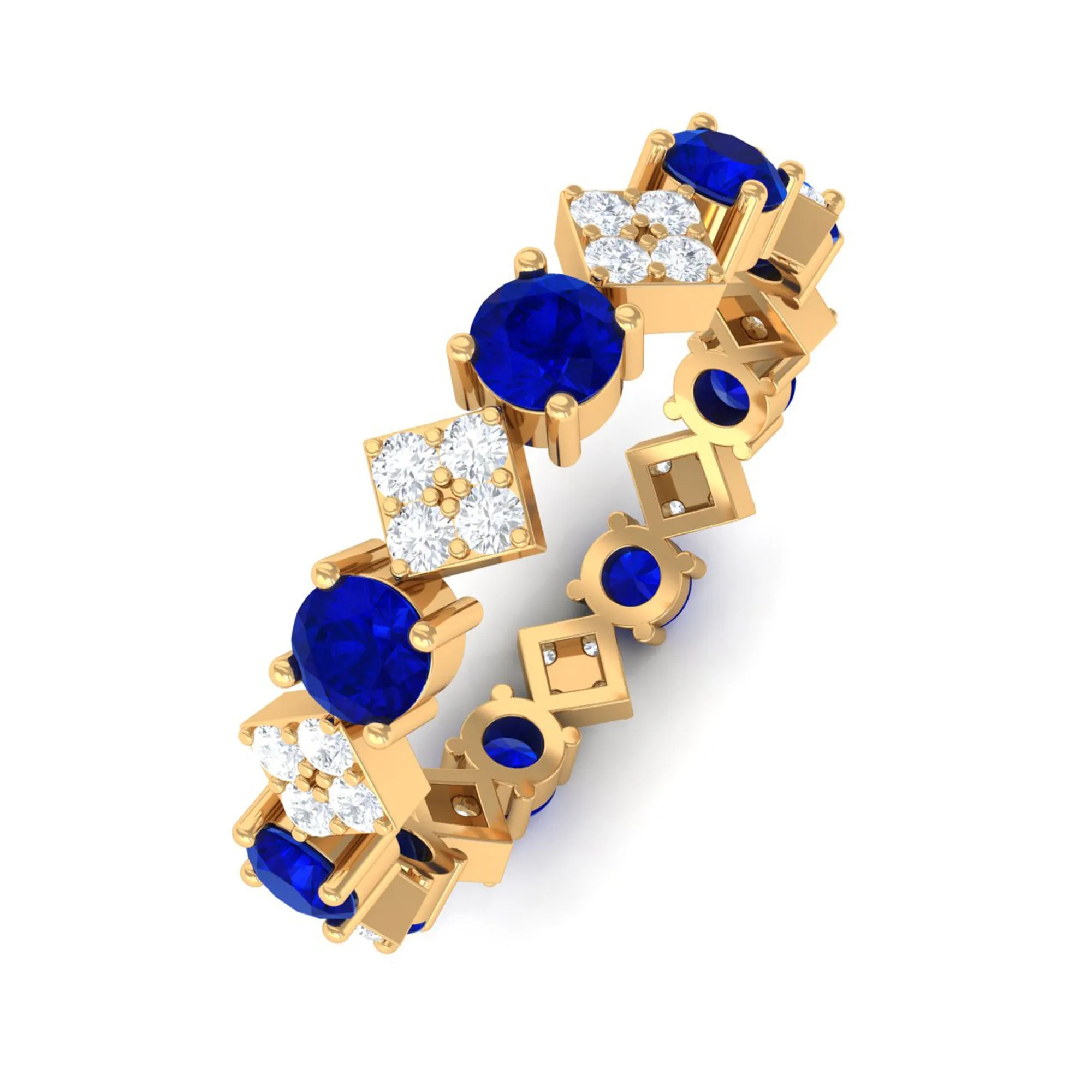 Certified Lab-Created Blue Sapphire and Diamond Eternity Band Ring