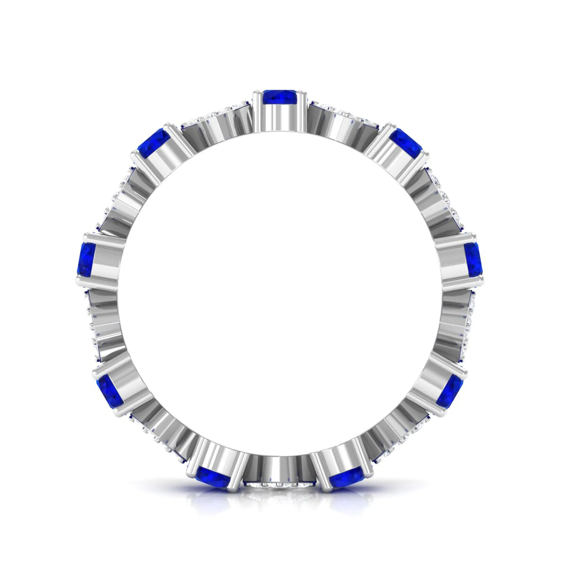 Certified Lab-Created Blue Sapphire and Diamond Eternity Band Ring