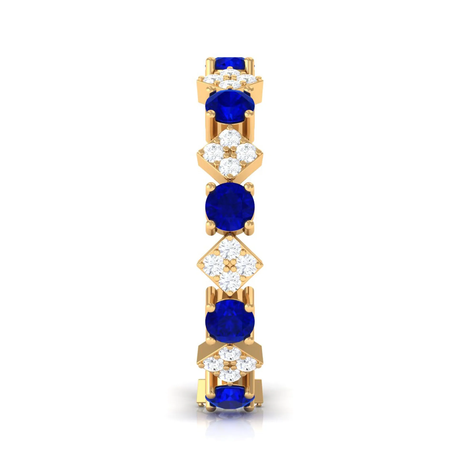 Certified Lab-Created Blue Sapphire and Diamond Eternity Band Ring