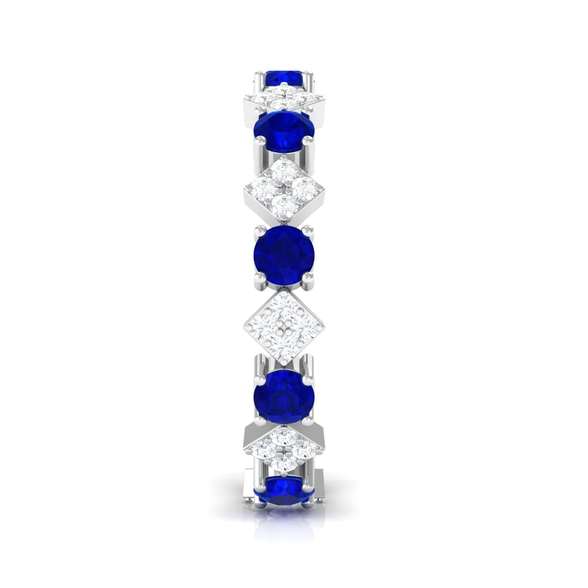 Certified Lab-Created Blue Sapphire and Diamond Eternity Band Ring