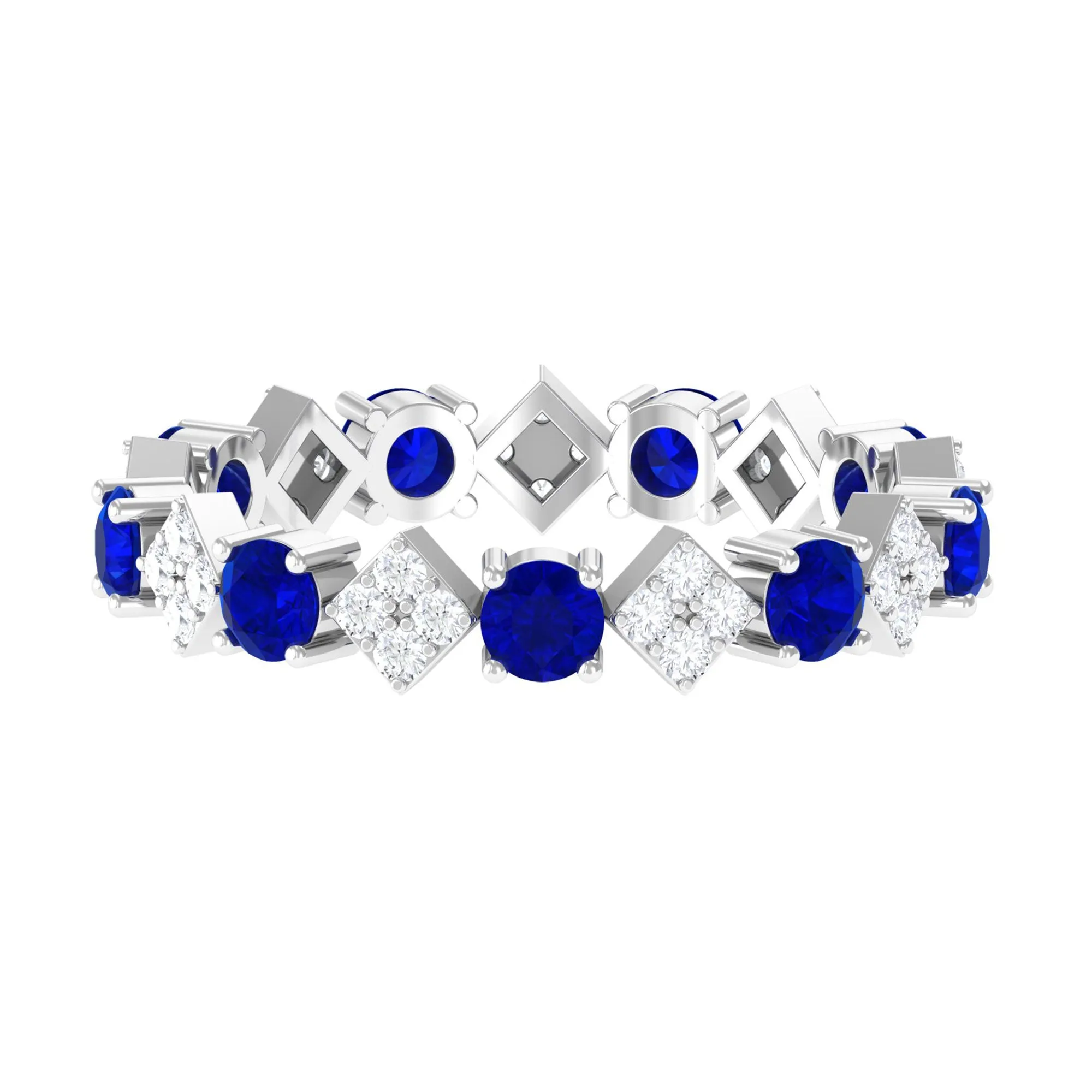 Certified Lab-Created Blue Sapphire and Diamond Eternity Band Ring